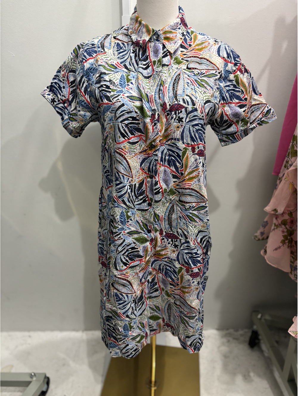 C&C California 100% Linen Short Sleeve Shirt Dress